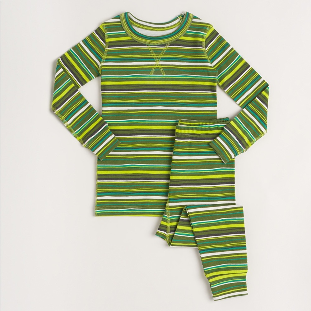 PACT Kid Pajamas Green Stripes UNISEX
